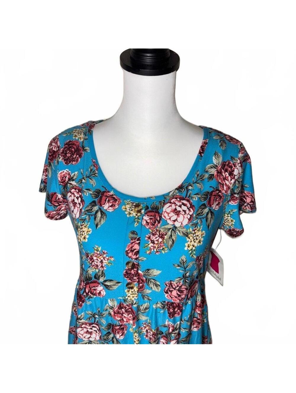 NWT Bobbie Brooks Ladies Blue Floral Short Sleeve Babydoll Dress Size S - Picture 3 of 8